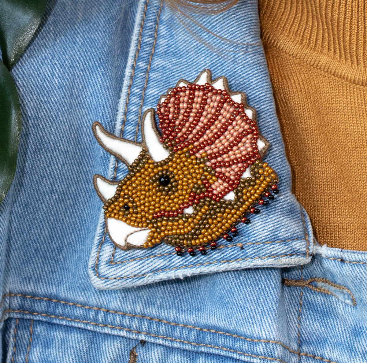 Embroidery kits 10-514 Brooch. Triceratops - TimeToCraft