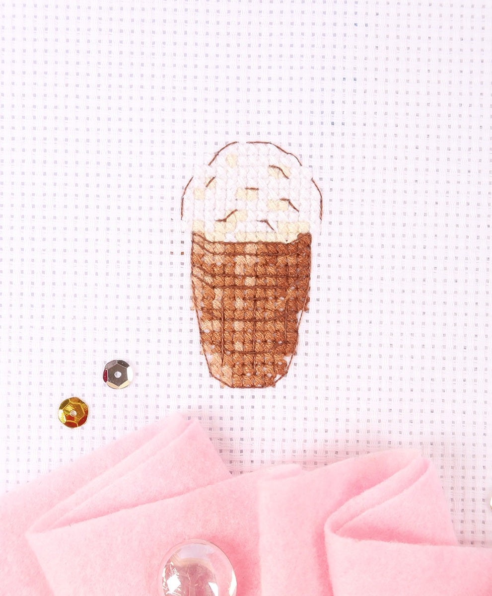 Ice Cream Cone Embroidery - TimeToCraft