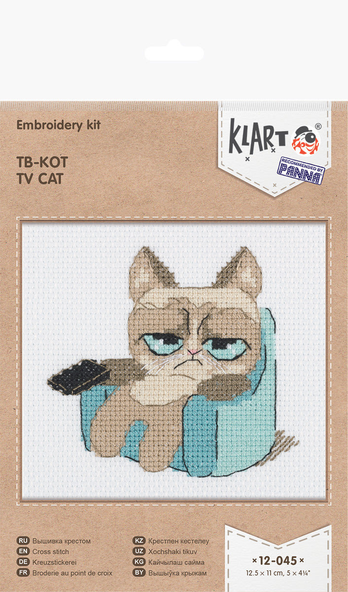 Embroidery kit Klart TV Cat - TimeToCraft