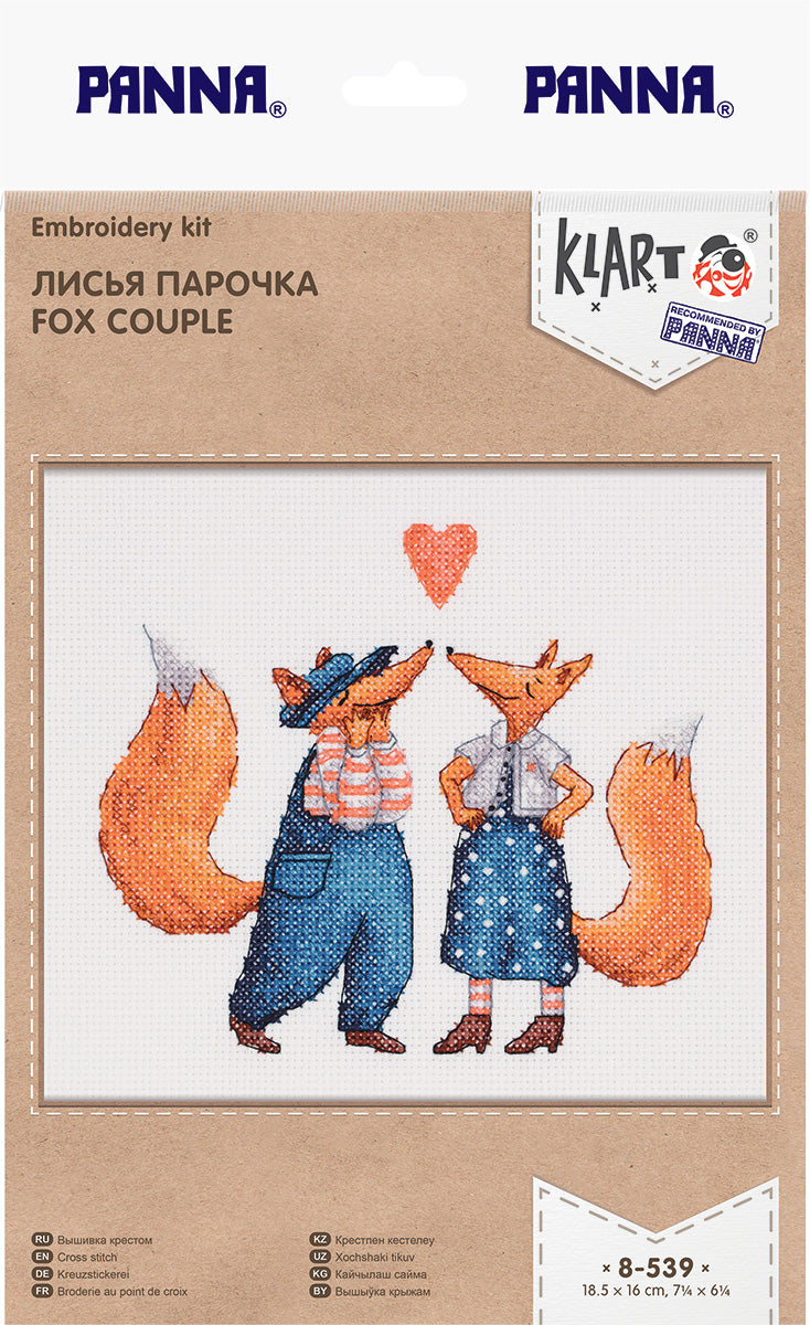 Embroidery kit Klart "Fox Couple" - TimeToCraft