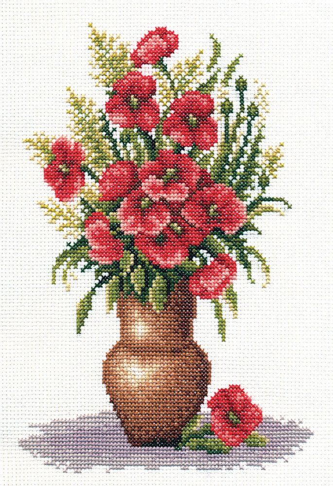 Panna counted cross stitch kit "Poppy Bunch" - TimeToCraft