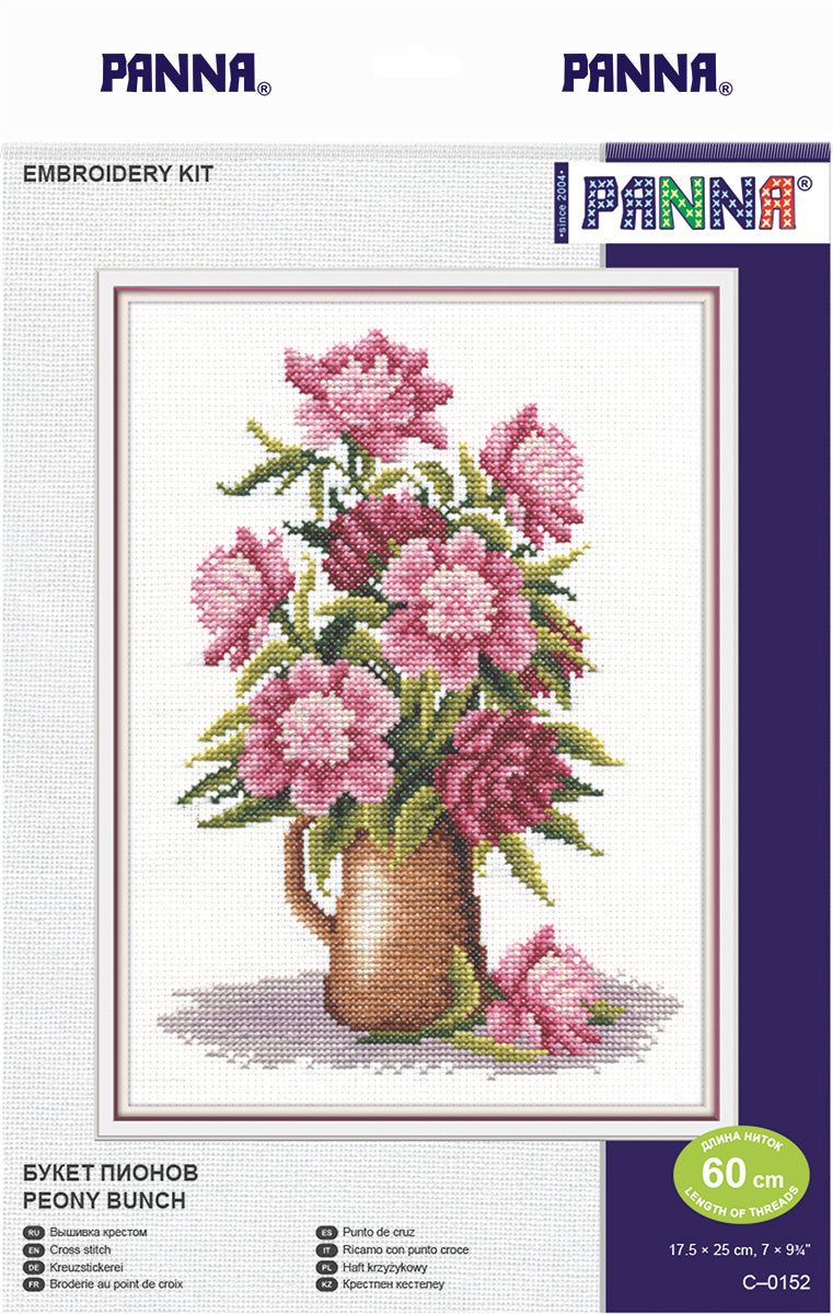 Embroidery kits PANNA C-0152 Peony Bunch - TimeToCraft