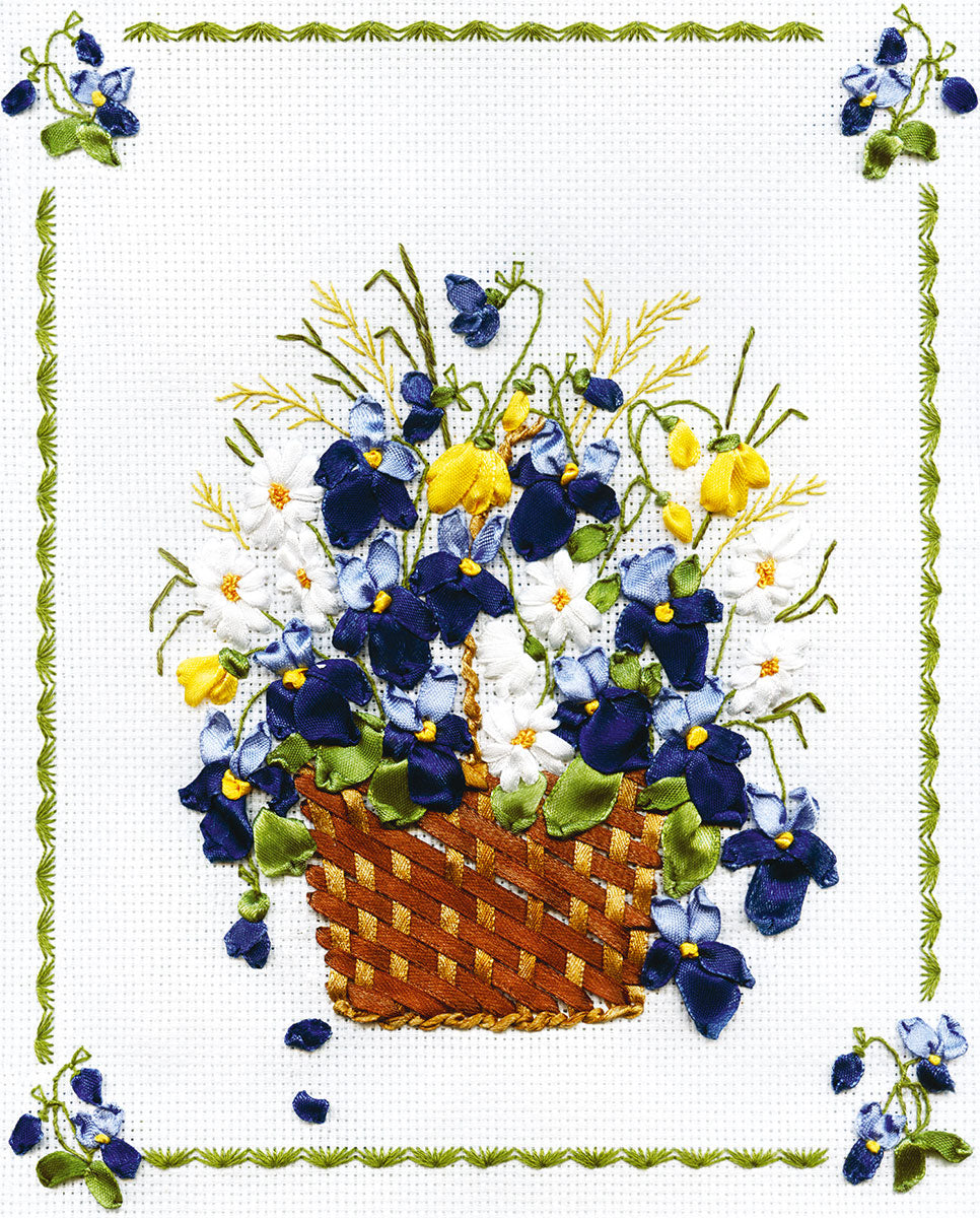 Basket of Violets Embroidery Kit - TimeToCraft