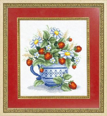 Panna counted cross stitch kit Wild Strawberry in a Jug - TimeToCraft