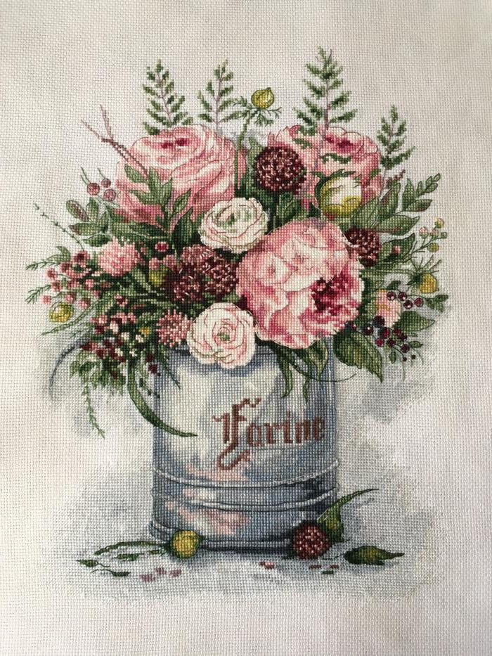 Counted Cross Stitch Kit - Watercolor Bouquet - TimeToCraft