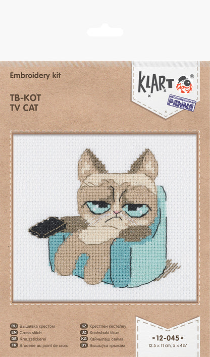 Embroidery kit Klart TV Cat - TimeToCraft