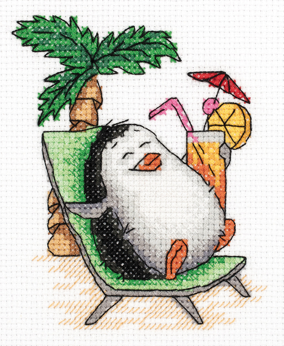 Klart counted cross stitch kit "Penguin on Holiday" - TimeToCraft