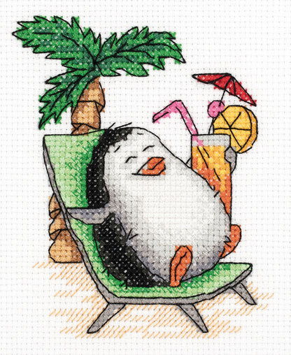 Klart counted cross stitch kit "Penguin on Holiday" - TimeToCraft