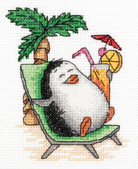 Klart counted cross stitch kit "Penguin on Holiday" - TimeToCraft