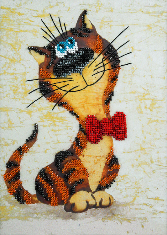 Leonard the Cat Bead Embroidery Kit - TimeToCraft