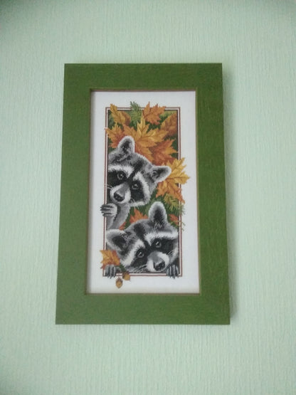Counted Cross Stitch Kit - Curious Raccoons - TimeToCraft