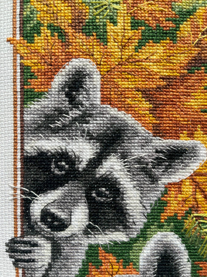 Counted Cross Stitch Kit - Curious Raccoons - TimeToCraft